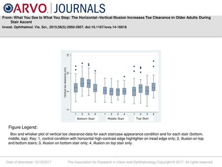 From: What You See Is What You Step: The Horizontal–Vertical Illusion Increases Toe Clearance in Older Adults During Stair Ascent Invest. Ophthalmol. Vis.