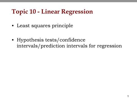 Topic 10 - Linear Regression