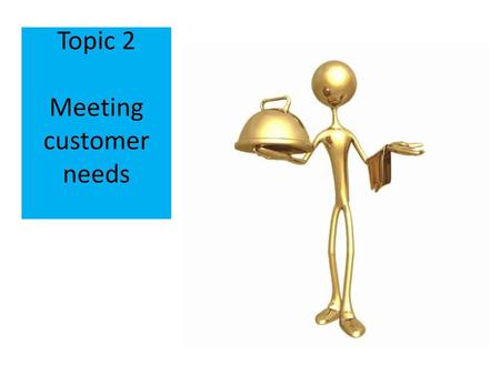 Topic 2 Meeting customer needs