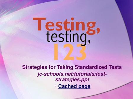 Strategies for Taking Standardized Tests