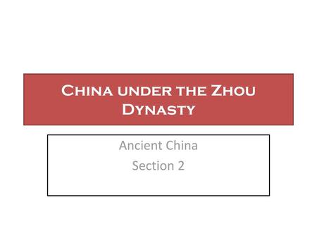 China under the Zhou Dynasty