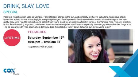 Drink, Slay, Love SPECIAL PREMIERES Saturday, September 16th