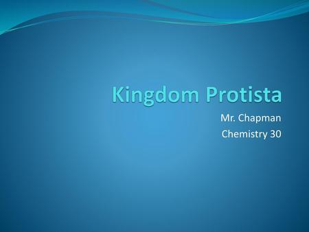 Kingdom Protista Mr. Chapman Chemistry 30.