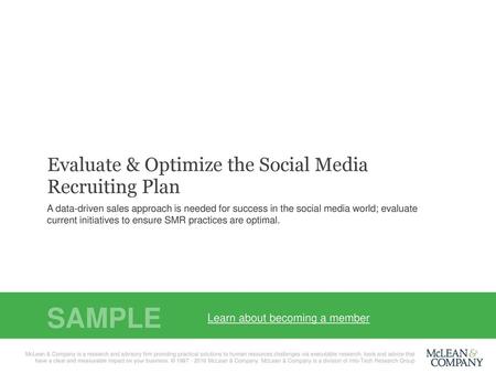 SAMPLE Evaluate & Optimize the Social Media Recruiting Plan