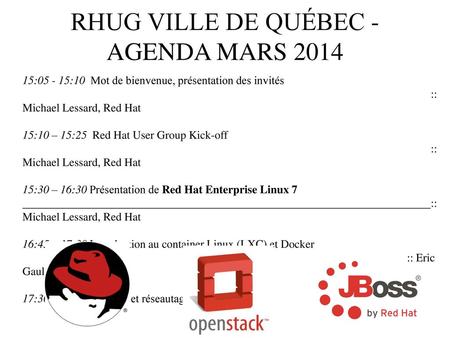 RHUG VILLE DE QUÉBEC - AGENDA MARS 2014