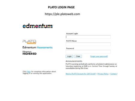 PLATO LOGIN PAGE https://ple.platoweb.com.