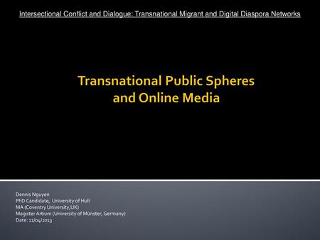 Transnational Public Spheres and Online Media