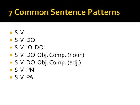 7 Common Sentence Patterns