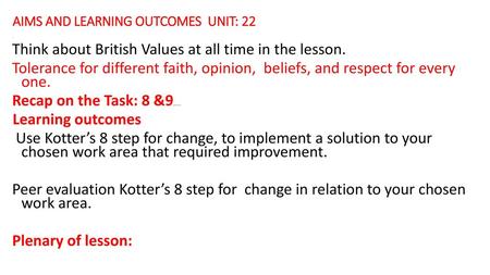 AIMS AND LEARNING OUTCOMES UNIT: 22