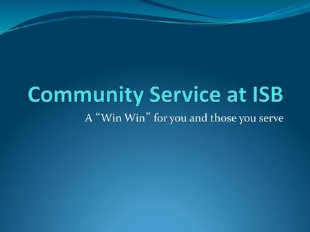 Community Service at ISB