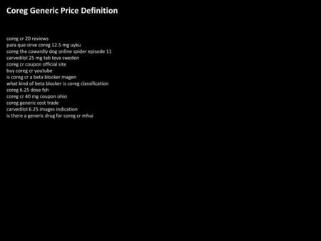 Coreg Generic Price Definition