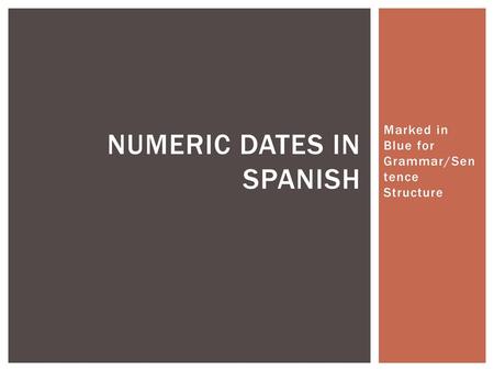 Numeric dates in Spanish