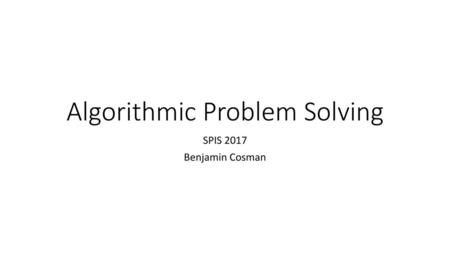 Algorithmic Problem Solving