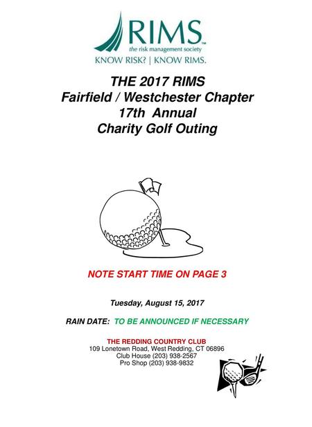 Fairfield / Westchester Chapter 17th Annual Charity Golf Outing