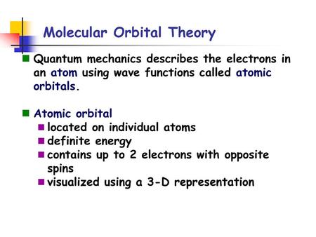 Molecular Orbital Theory