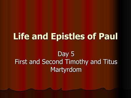 Life and Epistles of Paul