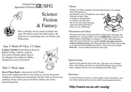 OUSFG Science Fiction & Fantasy