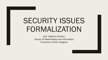 Security Issues Formalization