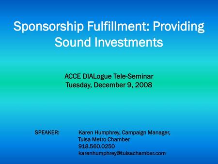 ACCE DIALogue Tele-Seminar