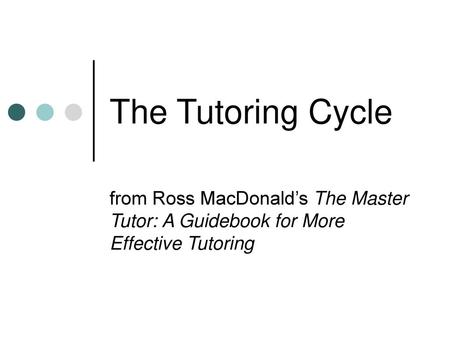 The Tutoring Cycle from Ross MacDonald’s The Master Tutor: A Guidebook for More Effective Tutoring.