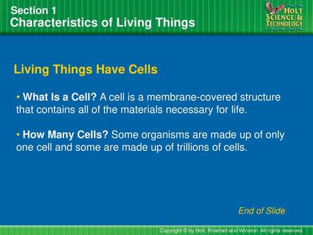 Characteristics of Living Things