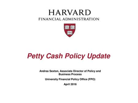 Petty Cash Policy Update