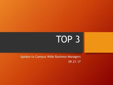 Update to Campus Wide Business Managers