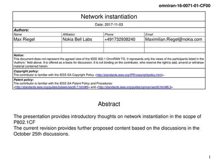 Network instantiation