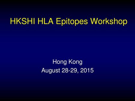 HKSHI HLA Epitopes Workshop