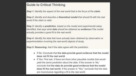 A Guide for thinking critically about claims made by others.