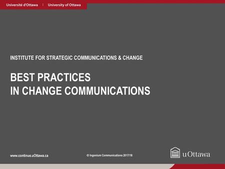 INSTITUTE FOR STRATEGIC COMMUNICATIONS & CHANGE