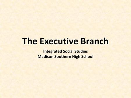 Integrated Social Studies Madison Southern High School