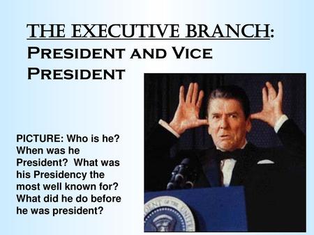 The Executive Branch: President and Vice President