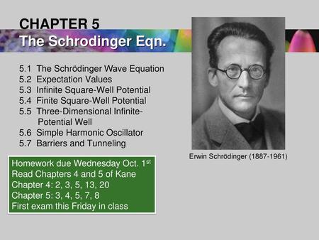 CHAPTER 5 The Schrodinger Eqn.