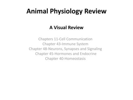 Animal Physiology Review A Visual Review