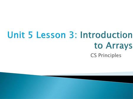 Unit 5 Lesson 3: Introduction to Arrays