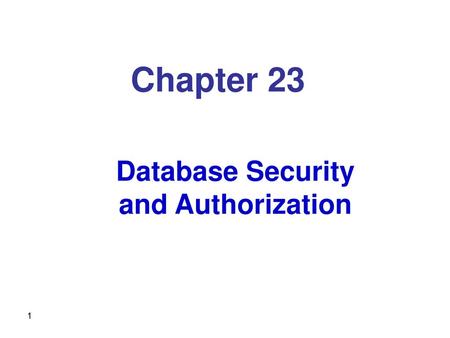 Database Security and Authorization