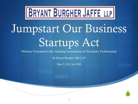 Jumpstart Our Business Startups Act