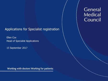 Applications for Specialist registration