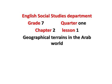 English Social Studies department Grade 7 Quarter one