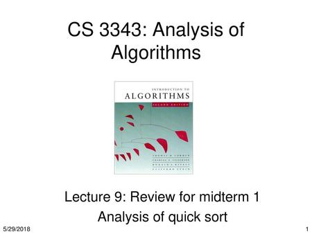 CS 3343: Analysis of Algorithms