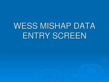 WESS MISHAP DATA ENTRY SCREEN