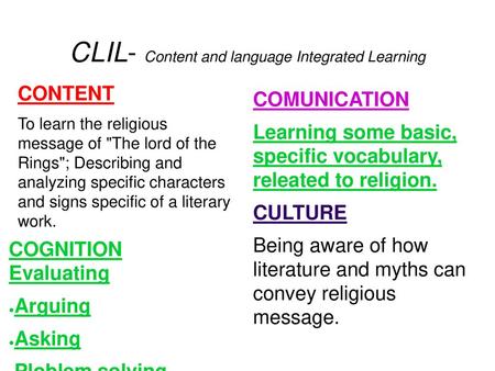 CLIL- Content and language Integrated Learning