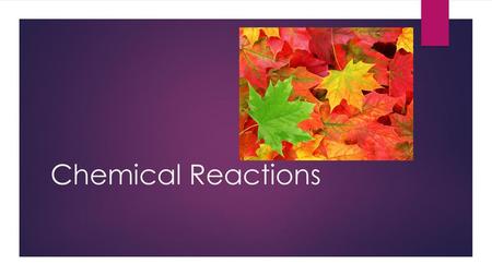 Chemical Reactions.