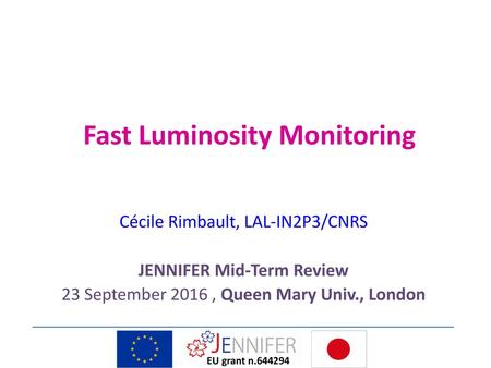 Fast Luminosity Monitoring JENNIFER Mid-Term Review