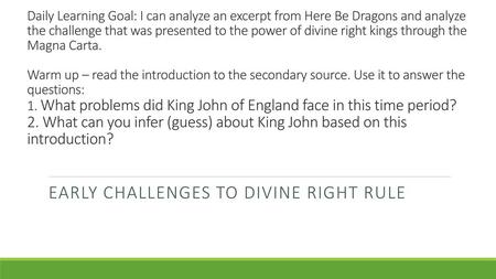 Early challenges to divine right rule