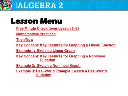 Five-Minute Check (over Lesson 2–3) Mathematical Practices Then/Now