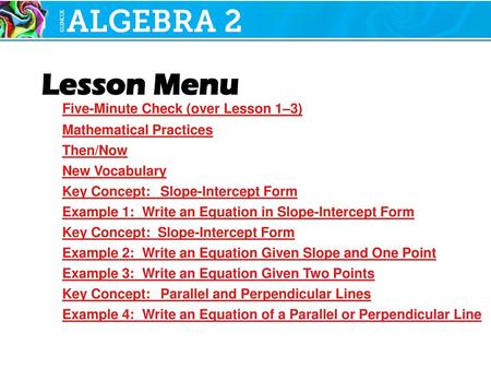 Five-Minute Check (over Lesson 1–3) Mathematical Practices Then/Now