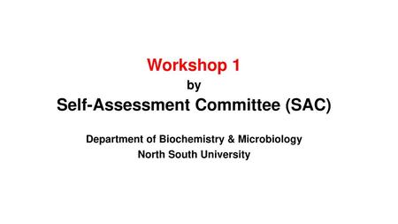 Workshop 1 Self-Assessment Committee (SAC)