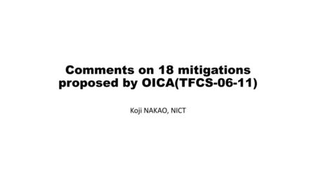 Comments on 18 mitigations proposed by OICA(TFCS-06-11)